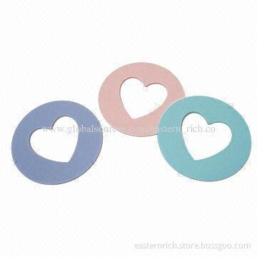 4-piece silicone cup mat, heart shape, Φ8.9cm